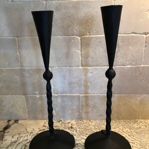 CANDLE HOLDERS IRON METAL WROUGHT IRON, NEW, UNUSED, SET OF 2